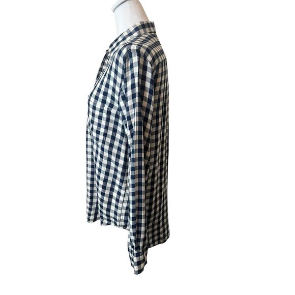 LEVIS WOMENS GINGHAM BLUE AND WHITE LONG SLEEVE BUTTON DOWN BLOUSE TOP SHIRT SM - Picture 2 of 11